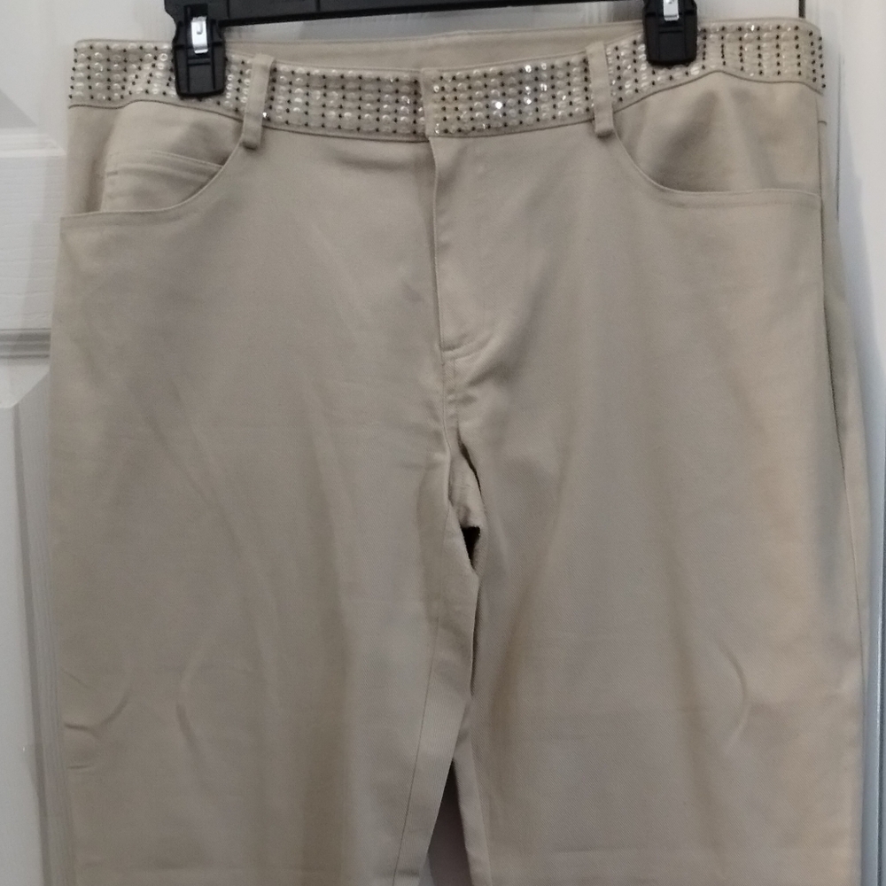Laundry Tan Pants With A Blingy Waistband